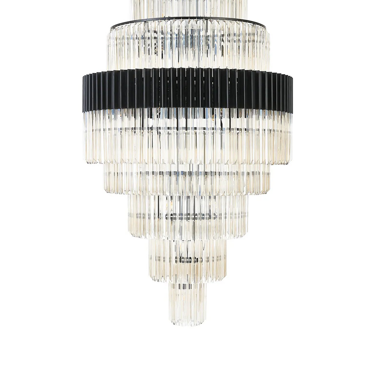Kentisbeare 900mm Diamond Chandelier in Matt Black & Cognac Glass