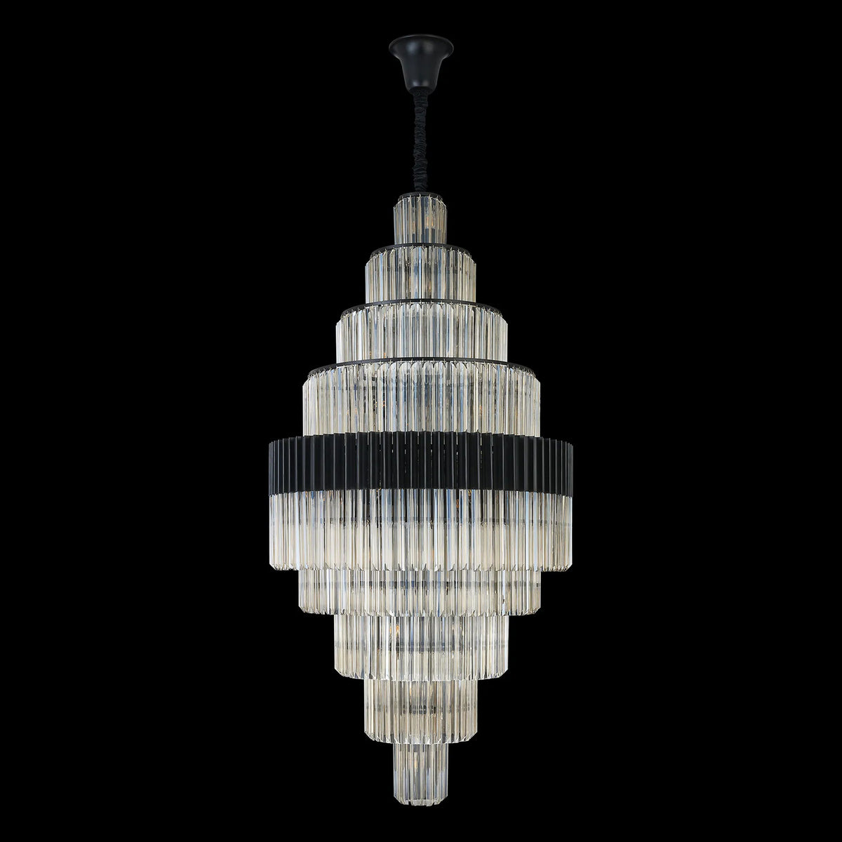 Kentisbeare 900mm Diamond Chandelier in Matt Black & Cognac Glass