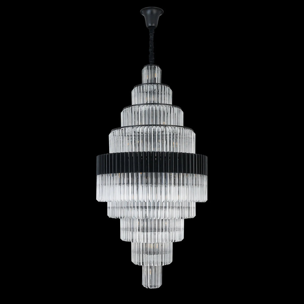 Kentisbeare 900mm Diamond Chandelier in Matt Black & Clear Glass