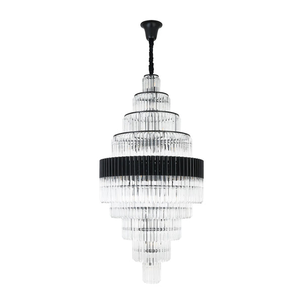 Kentisbeare 900mm Diamond Chandelier in Matt Black & Clear Glass