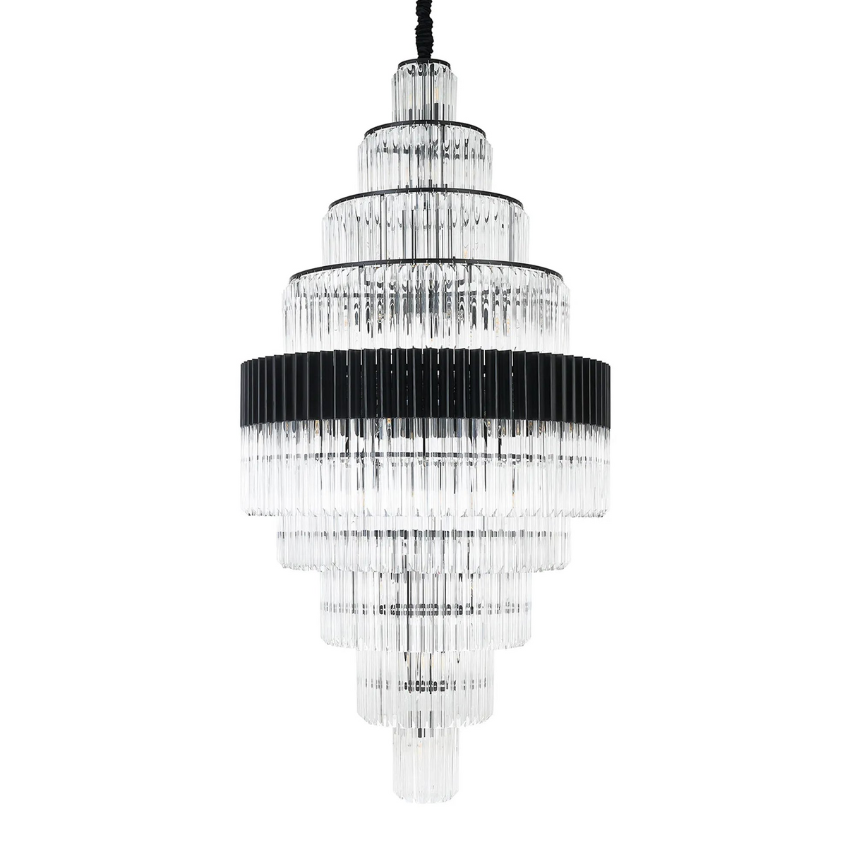 Kentisbeare 900mm Diamond Chandelier in Matt Black & Clear Glass