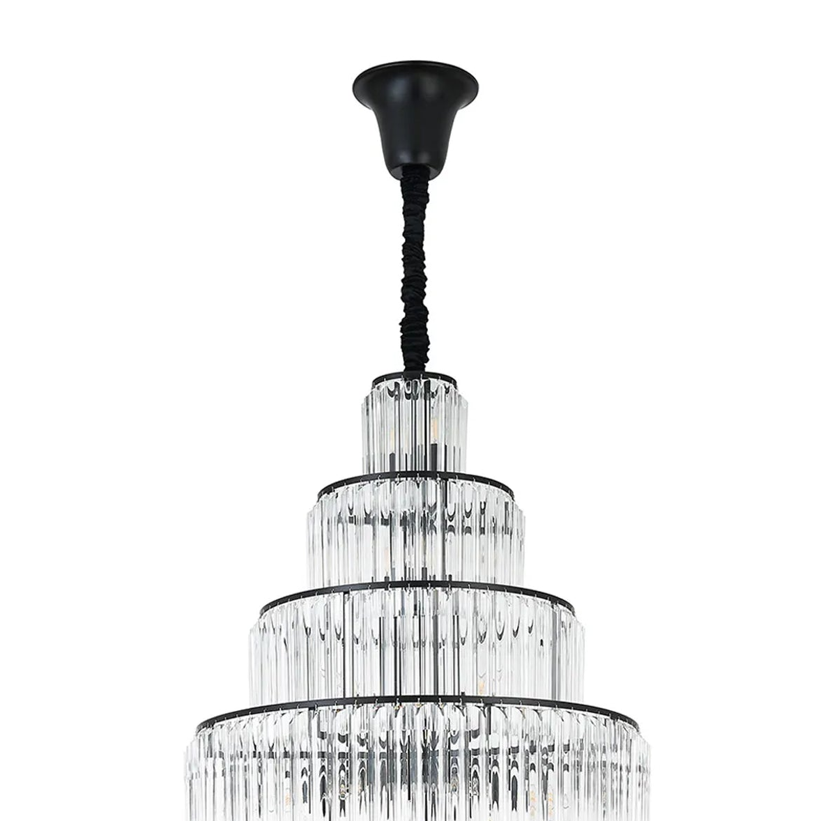 Kentisbeare 900mm Diamond Chandelier in Matt Black & Clear Glass