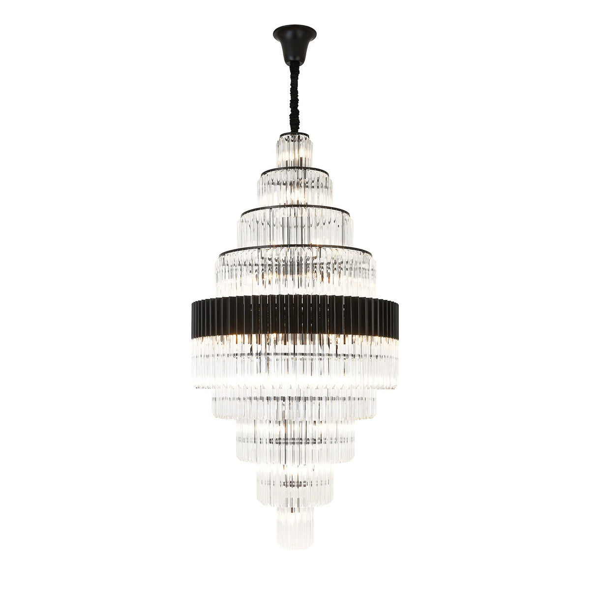 Kentisbeare 900mm Diamond Chandelier in Matt Black & Clear Glass