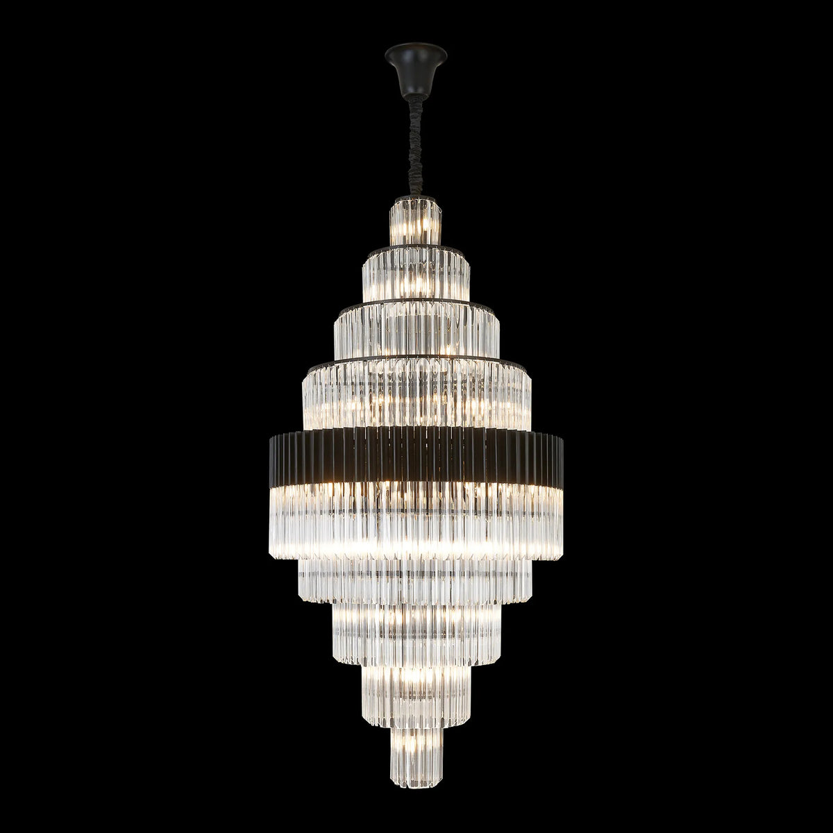 Kentisbeare 900mm Diamond Chandelier in Matt Black & Clear Glass