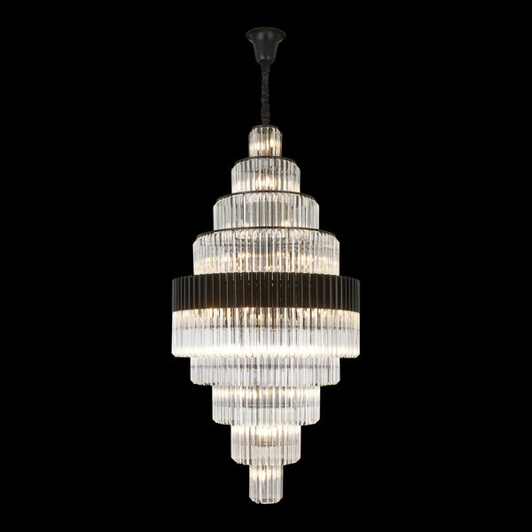 Kentisbeare 900mm Diamond Chandelier in Matt Black & Clear Glass