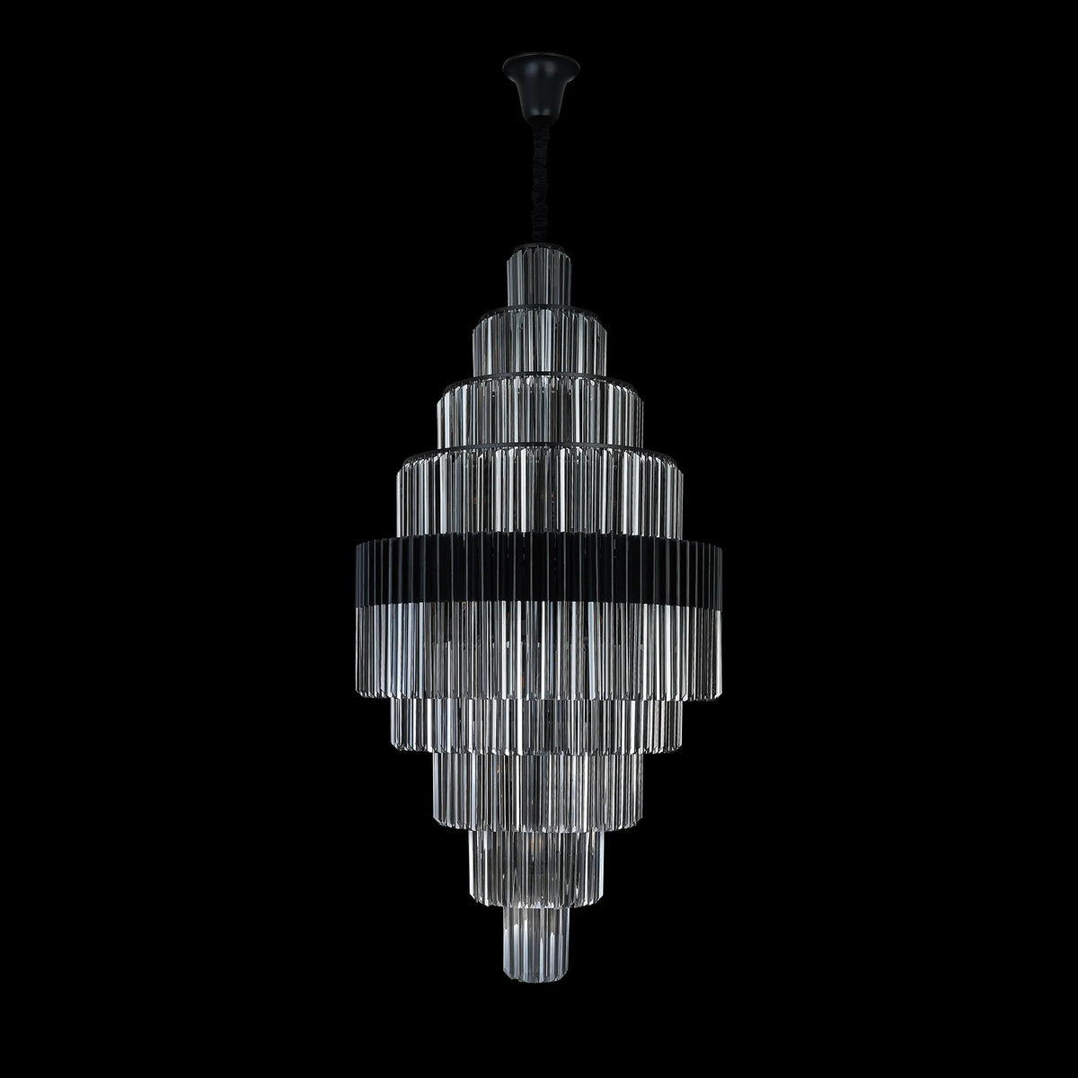Kentisbeare 900mm Diamond Chandelier in Matt Black & Smoked Glass