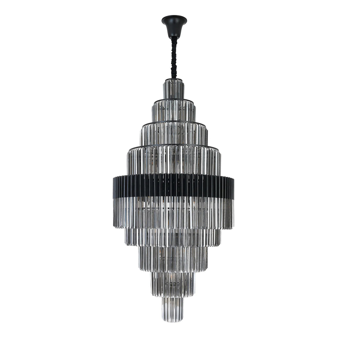 Kentisbeare 900mm Diamond Chandelier in Matt Black & Smoked Glass