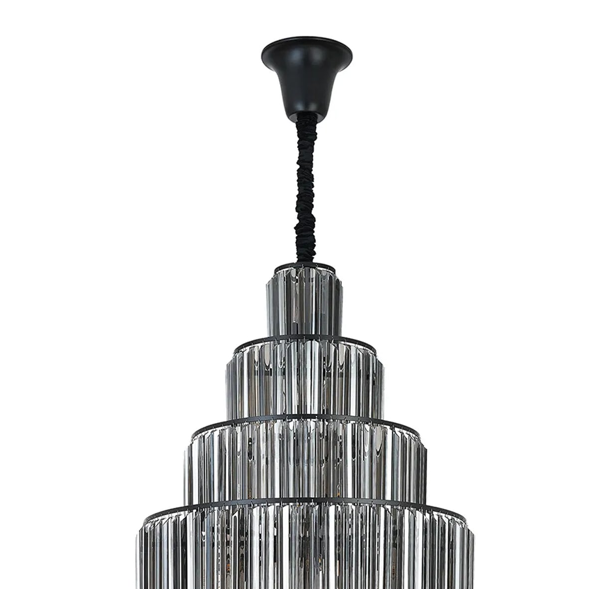 Kentisbeare 900mm Diamond Chandelier in Matt Black & Smoked Glass