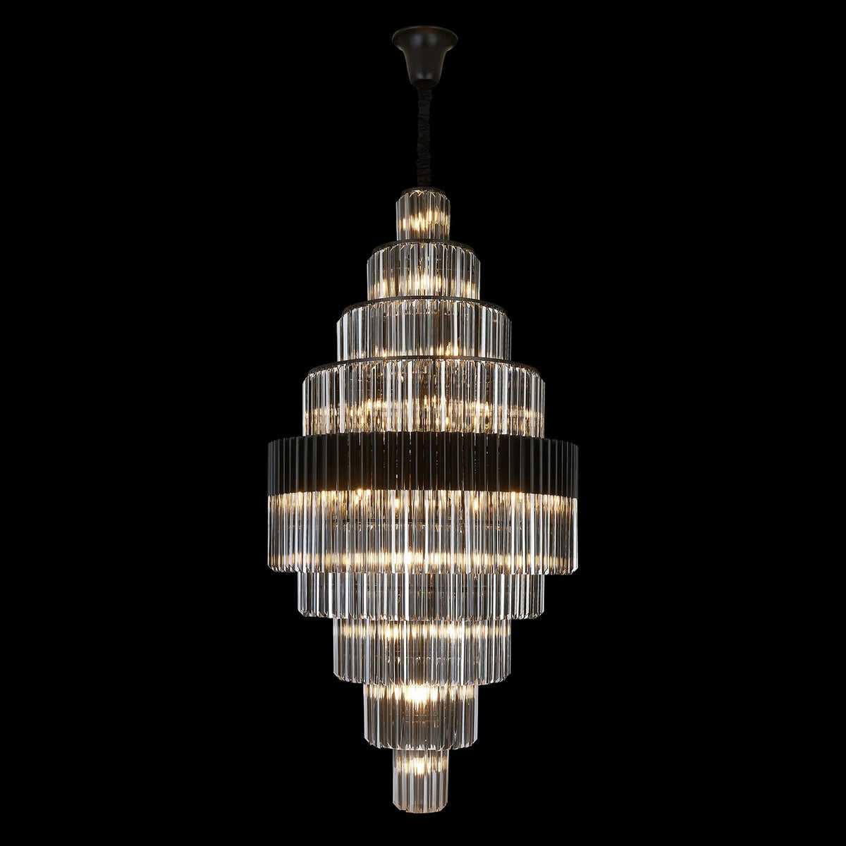 Kentisbeare 900mm Diamond Chandelier in Matt Black & Smoked Glass