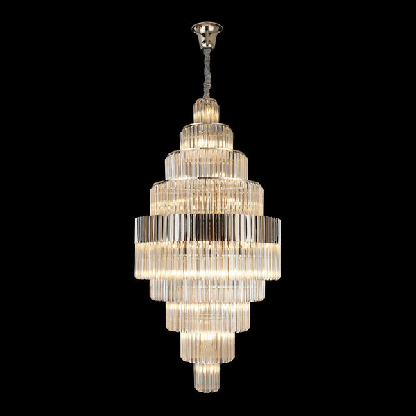 Kentisbeare 900mm Diamond Chandelier in Polished Nickel & Cognac Glass