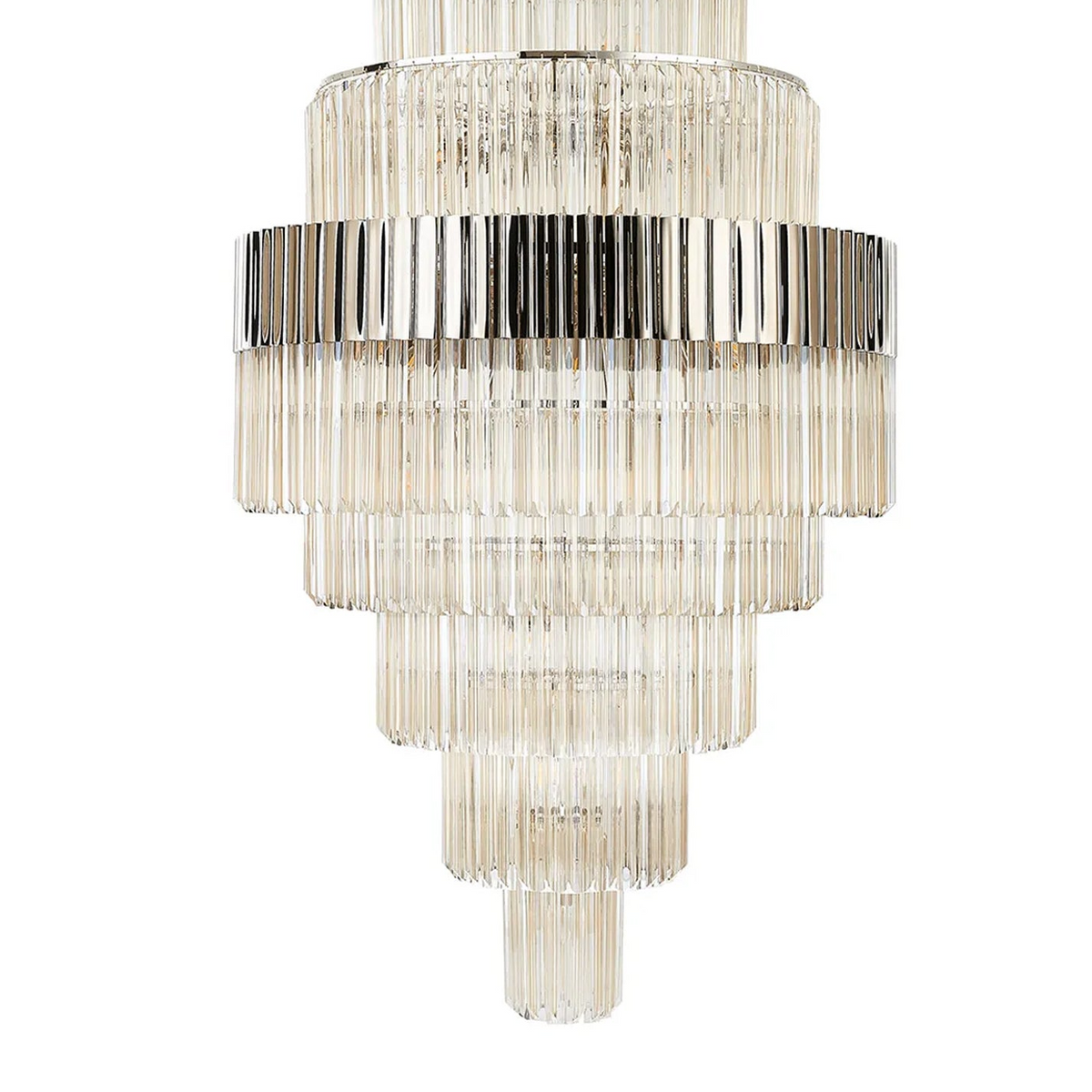 Kentisbeare 900mm Diamond Chandelier in Polished Nickel & Cognac Glass