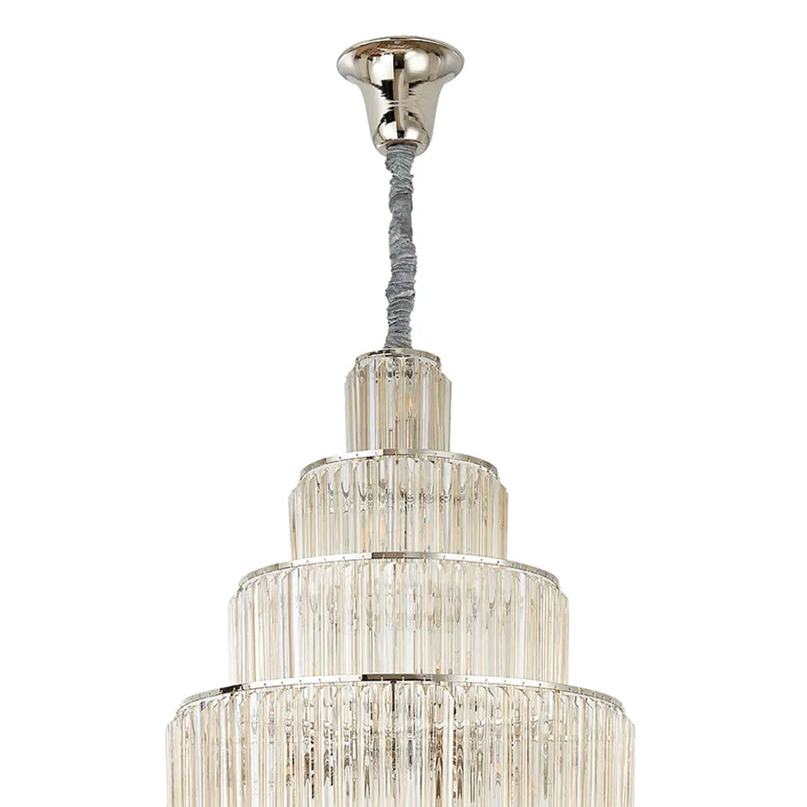 Kentisbeare 900mm Diamond Chandelier in Polished Nickel & Cognac Glass