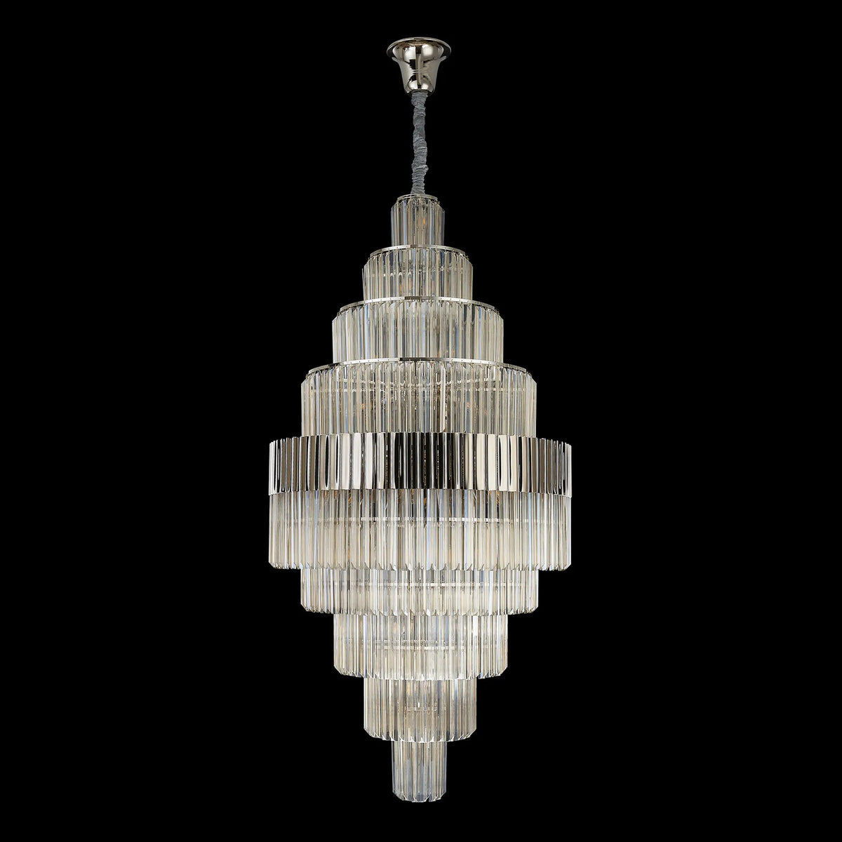 Kentisbeare 900mm Diamond Chandelier in Polished Nickel & Cognac Glass