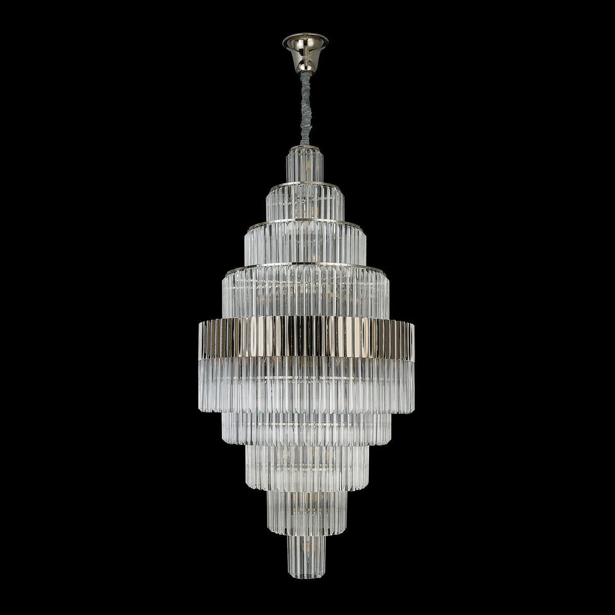 Kentisbeare 900mm Diamond Chandelier in Polished Nickel & Clear Glass