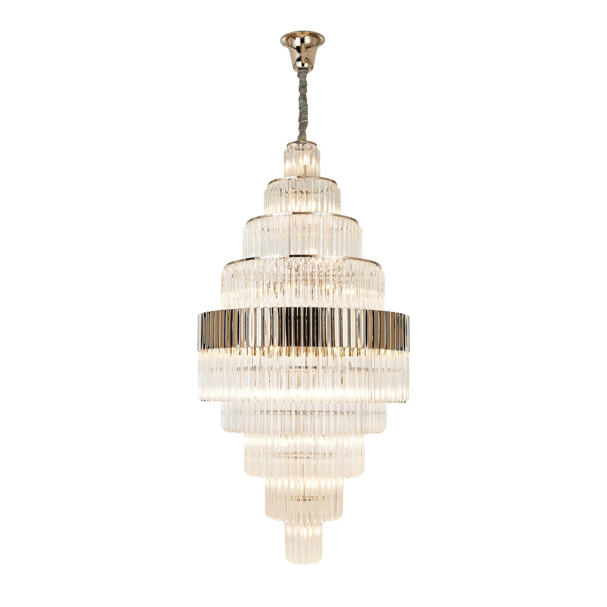 Kentisbeare 900mm Diamond Chandelier in Polished Nickel & Clear Glass