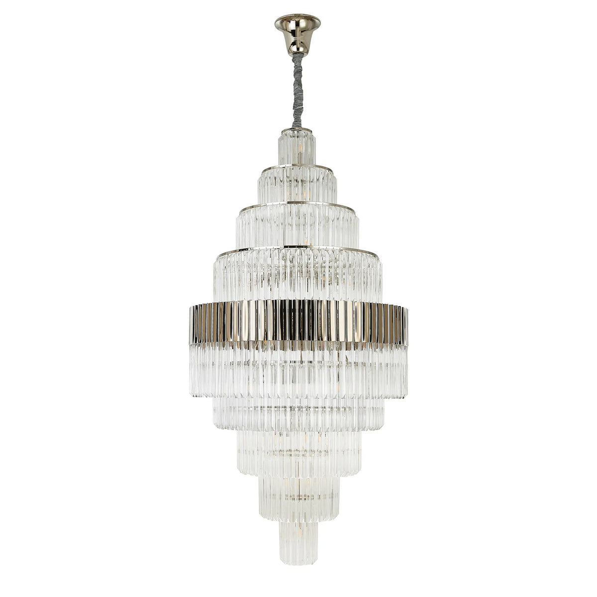 Kentisbeare 900mm Diamond Chandelier in Polished Nickel & Clear Glass