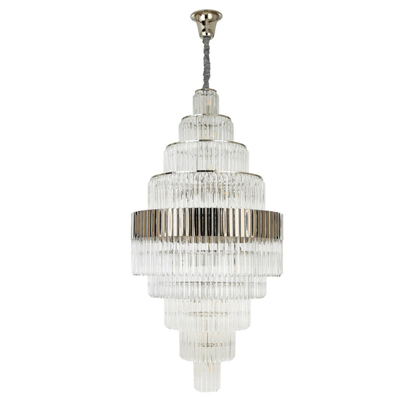 Kentisbeare 900mm Diamond Chandelier in Polished Nickel & Clear Glass