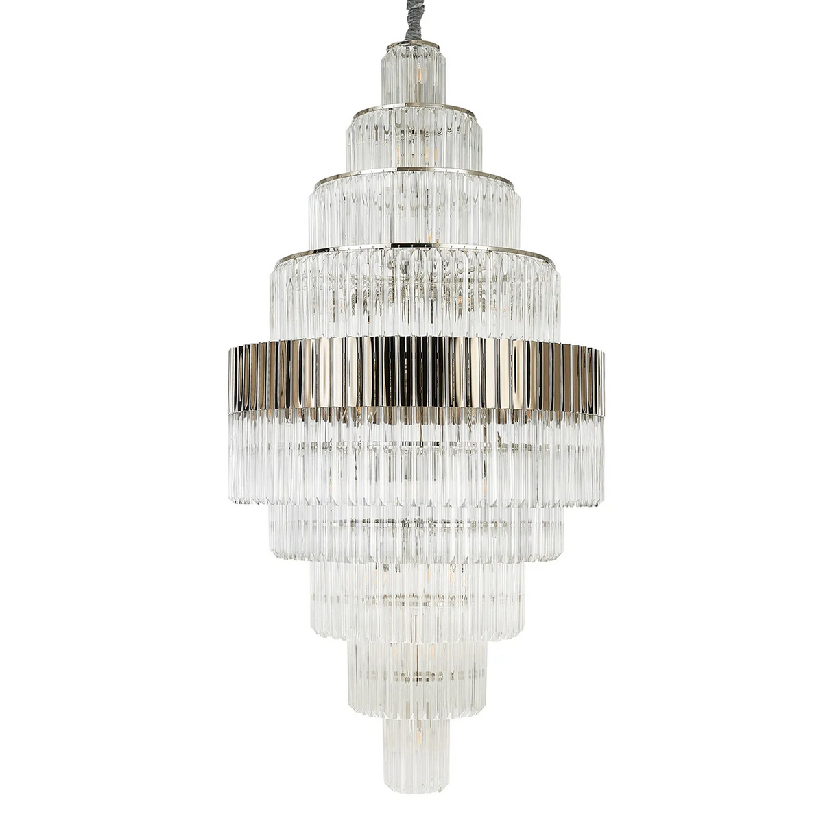 Kentisbeare 900mm Diamond Chandelier in Polished Nickel & Clear Glass