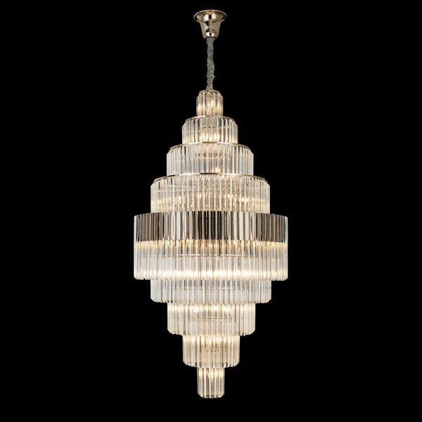 Kentisbeare 900mm Diamond Chandelier in Polished Nickel & Clear Glass
