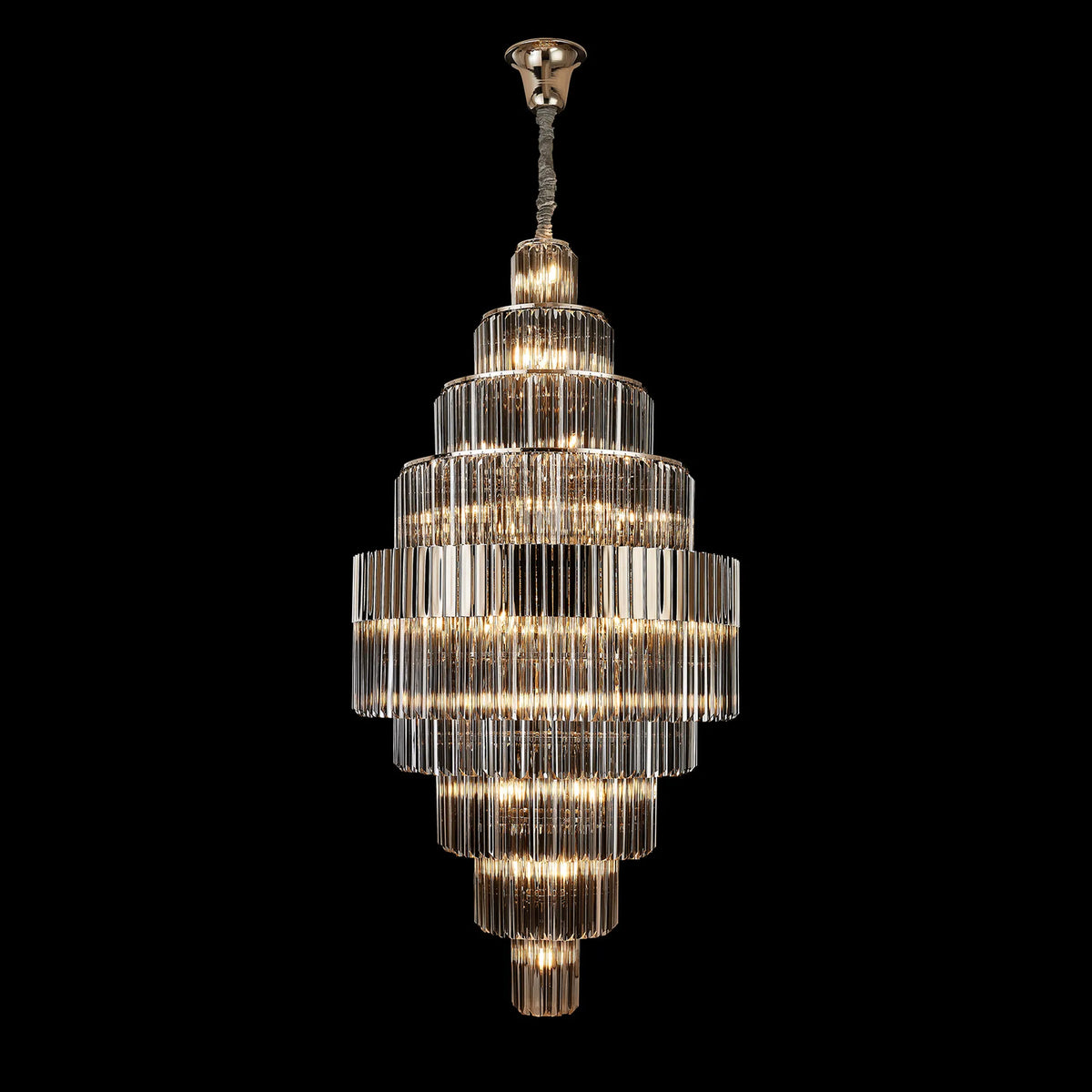 Kentisbeare 900mm Diamond Chandelier in Polished Nickel & Smoked Glass