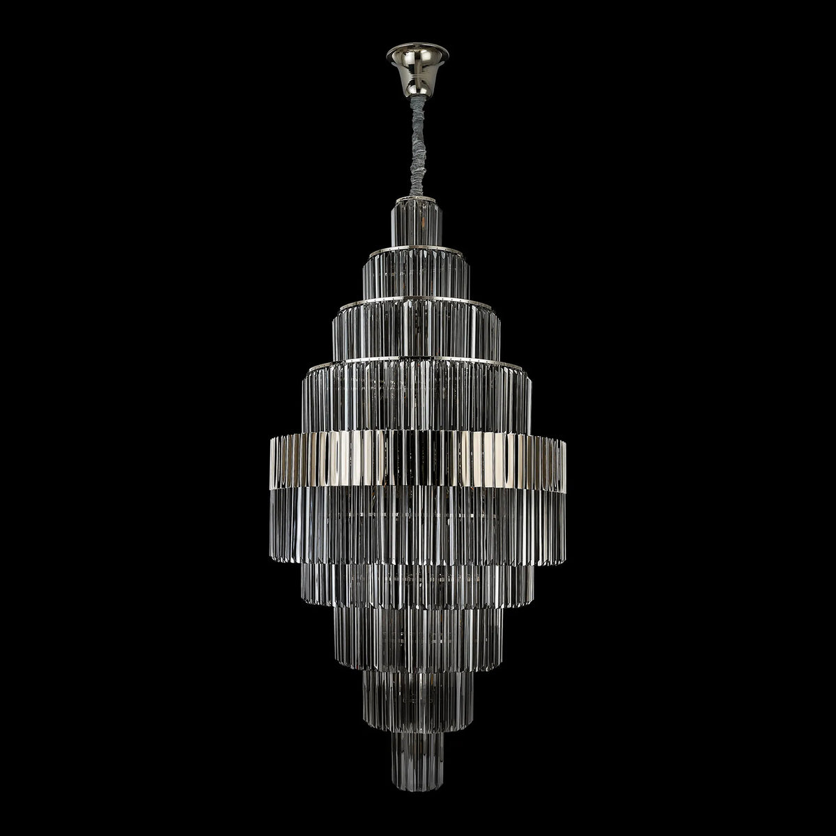 Kentisbeare 900mm Diamond Chandelier in Polished Nickel & Smoked Glass