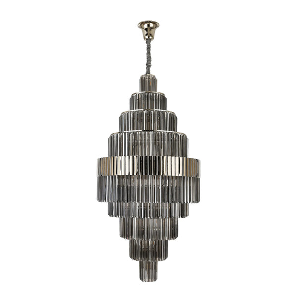 Kentisbeare 900mm Diamond Chandelier in Polished Nickel & Smoked Glass