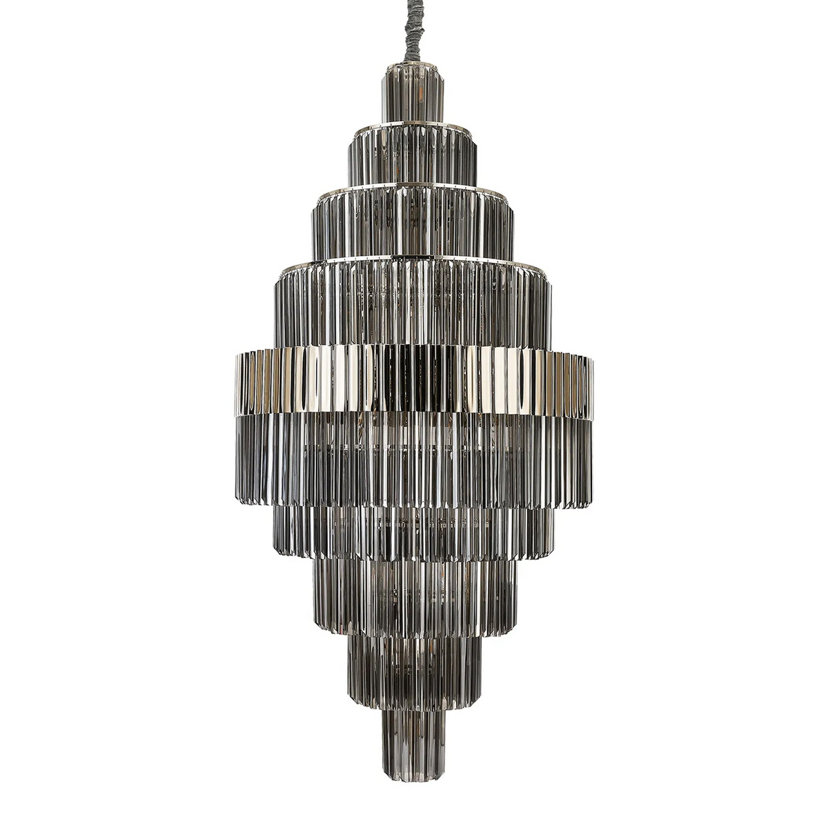 Kentisbeare 900mm Diamond Chandelier in Polished Nickel & Smoked Glass