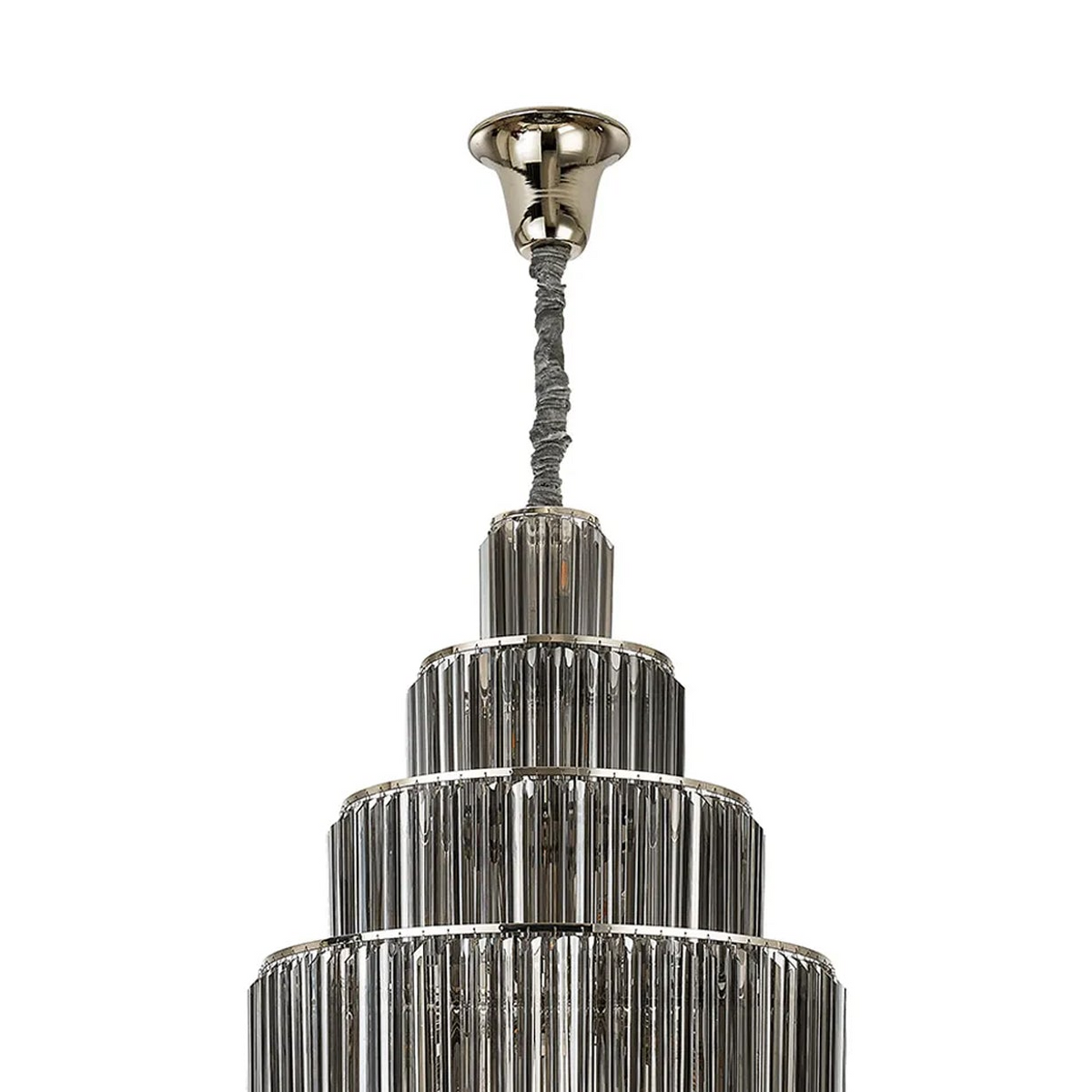 Kentisbeare 900mm Diamond Chandelier in Polished Nickel & Smoked Glass