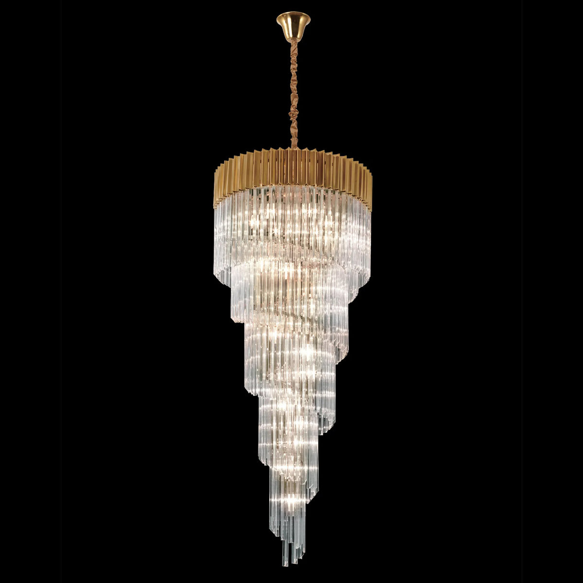 Kentisbeare 700mm 5 Tier Chandelier in Brass & Clear Glass