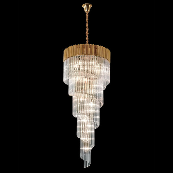 Kentisbeare 700mm 5 Tier Chandelier in Brass & Clear Glass