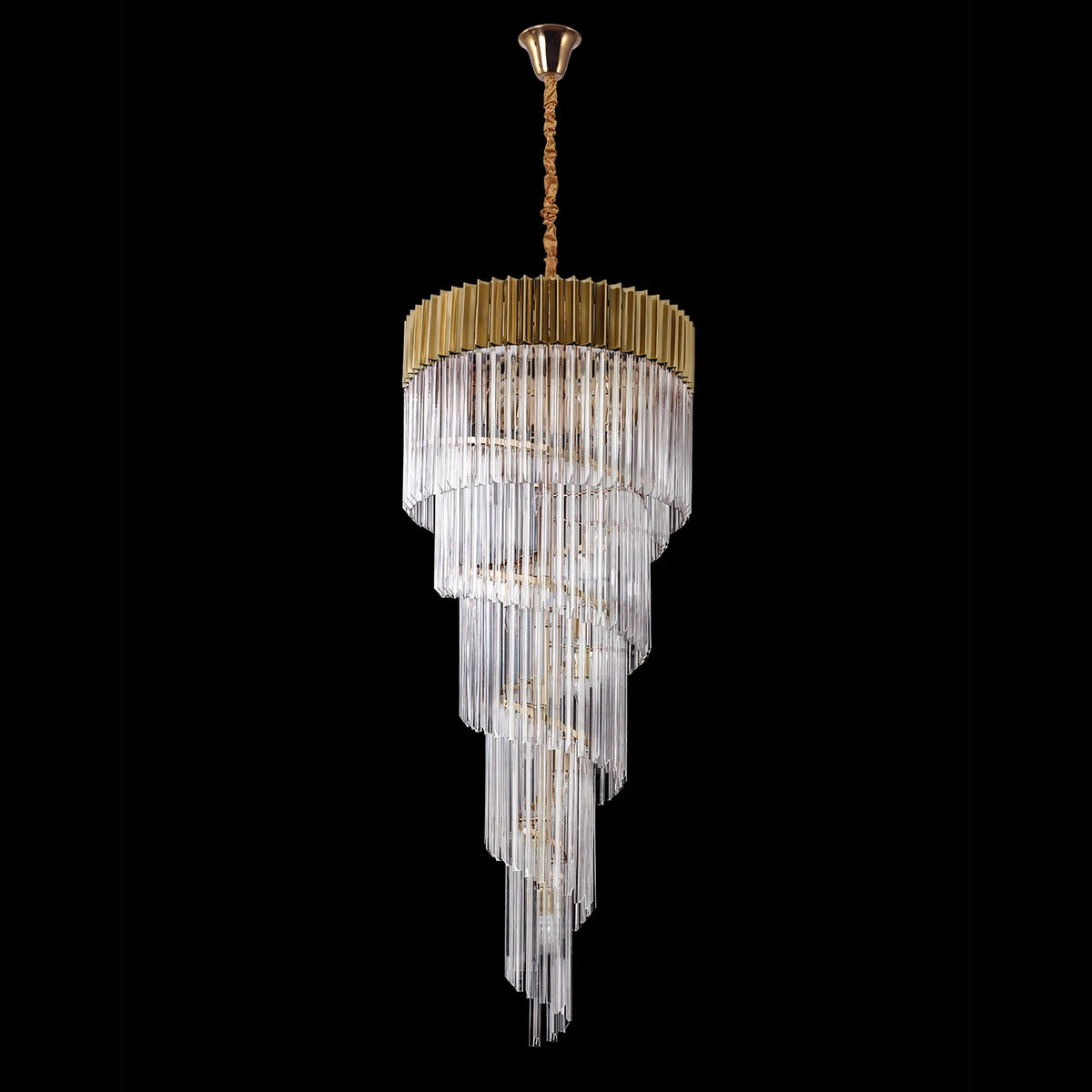 Kentisbeare 700mm 5 Tier Chandelier in Brass & Clear Glass