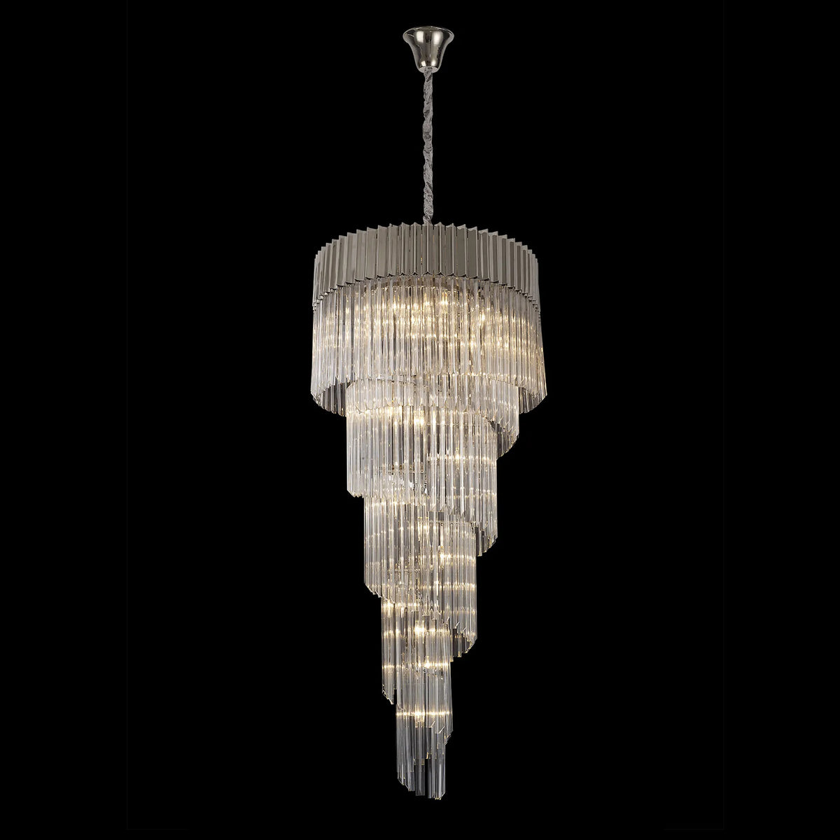 Kentisbeare 700mm 5 Tier Chandelier in Polished Nickel & Clear Glass
