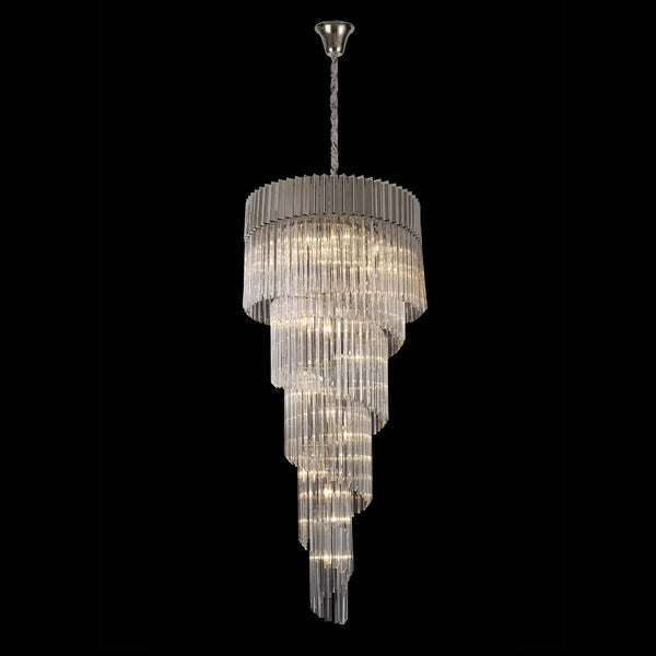 Kentisbeare 700mm 5 Tier Chandelier in Polished Nickel & Clear Glass
