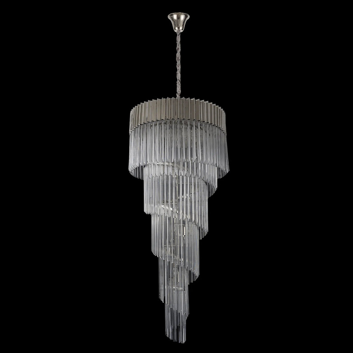 Kentisbeare 700mm 5 Tier Chandelier in Polished Nickel & Clear Glass
