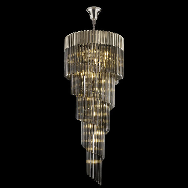 Kentisbeare 700mm 5 Tier Chandelier in Polished Nickel & Smoked Glass