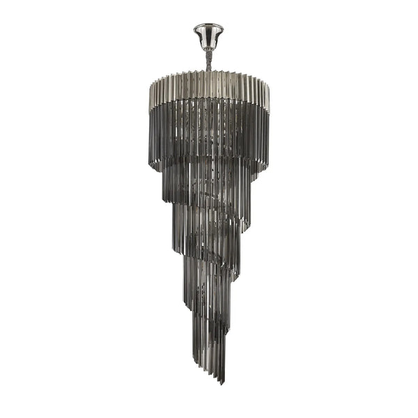 Kentisbeare 700mm 5 Tier Chandelier in Polished Nickel & Smoked Glass