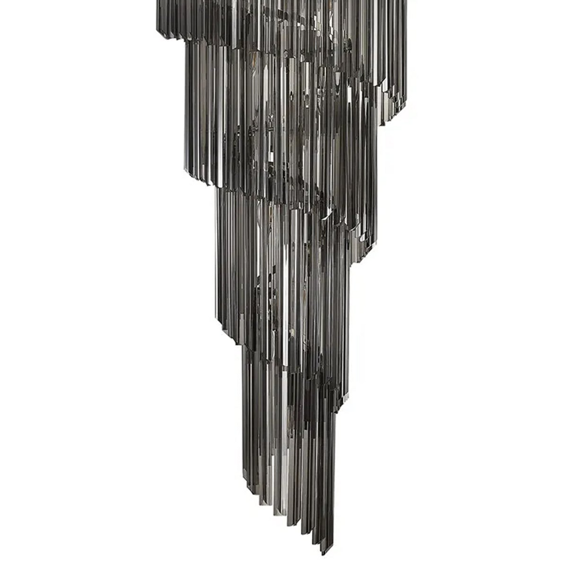 Kentisbeare 700mm 5 Tier Chandelier in Polished Nickel & Smoked Glass