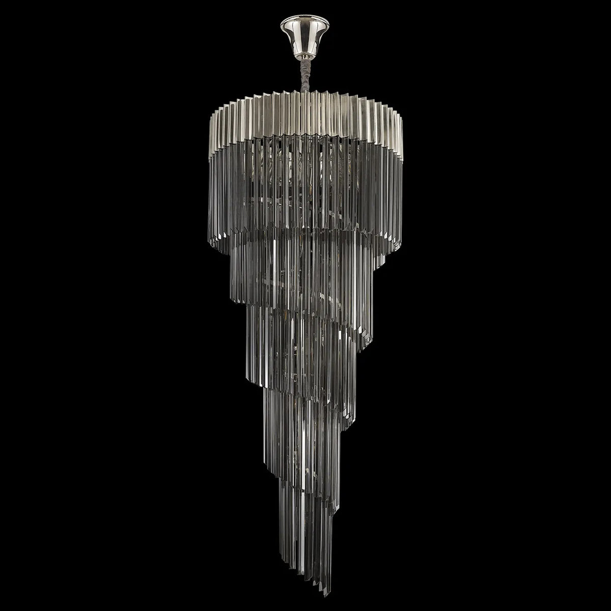 Kentisbeare 700mm 5 Tier Chandelier in Polished Nickel & Smoked Glass