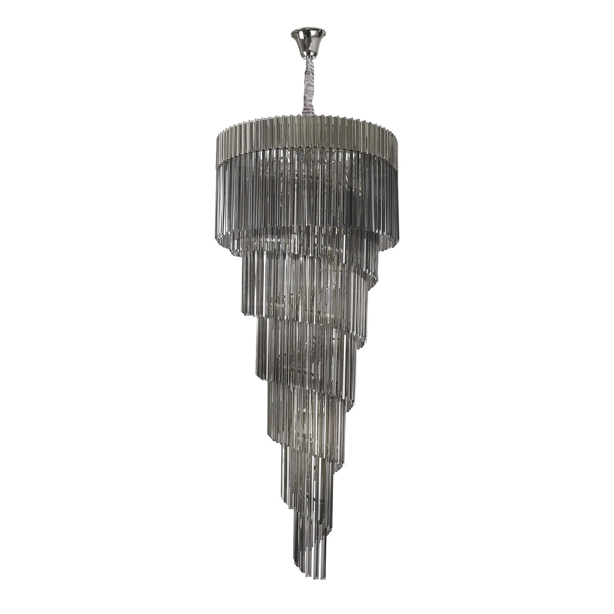 Kentisbeare 900mm 7 Tier Chandelier in Polished Nickel & Smoked Glass