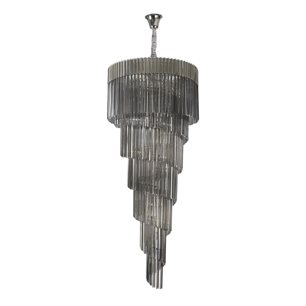 Kentisbeare 900mm 7 Tier Chandelier in Polished Nickel & Smoked Glass
