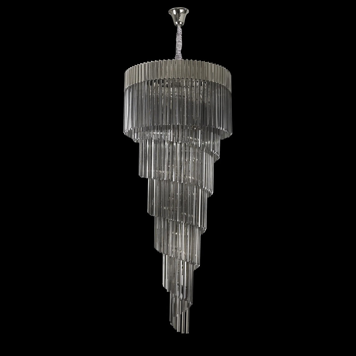 Kentisbeare 900mm 7 Tier Chandelier in Polished Nickel & Smoked Glass
