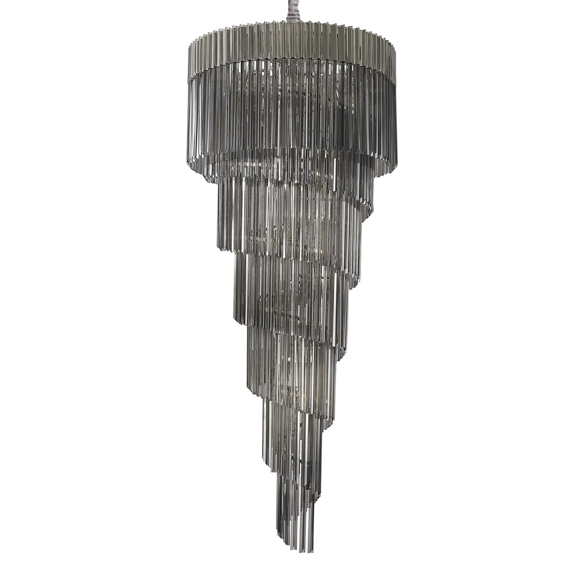 Kentisbeare 900mm 7 Tier Chandelier in Polished Nickel & Smoked Glass