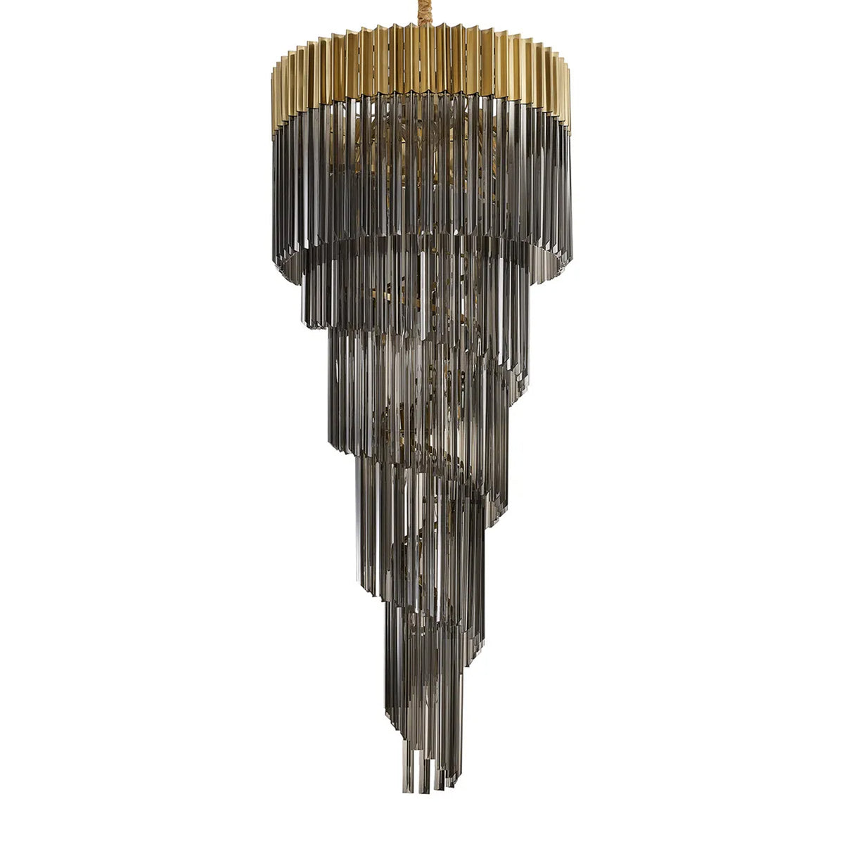 Kentisbeare 700mm 5 Tier Chandelier in Brass & Smoked Glass