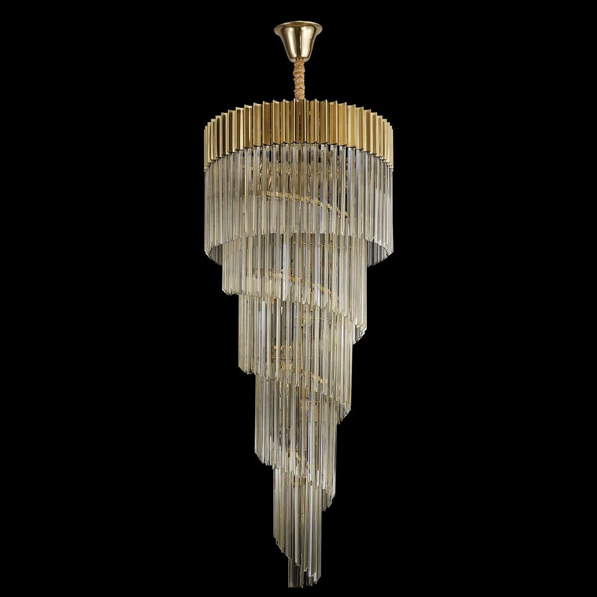 Kentisbeare 700mm 5 Tier Chandelier in Brass & Cognac Glass