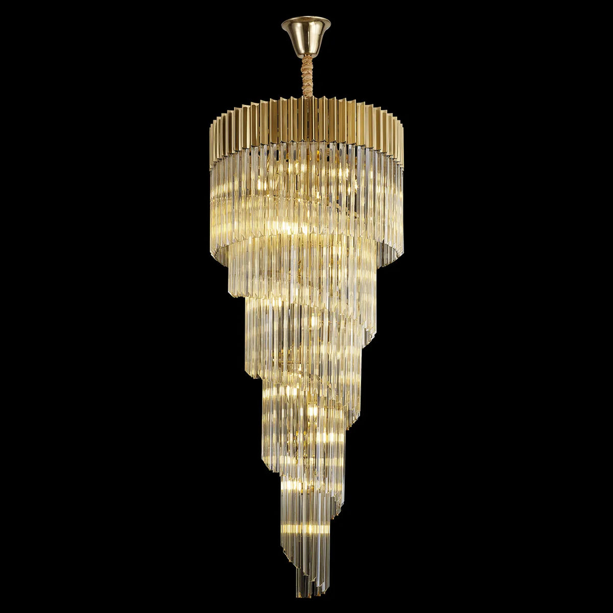 Kentisbeare 700mm 5 Tier Chandelier in Brass & Cognac Glass