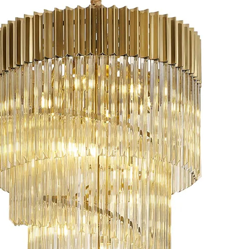 Kentisbeare 700mm 5 Tier Chandelier in Brass & Cognac Glass