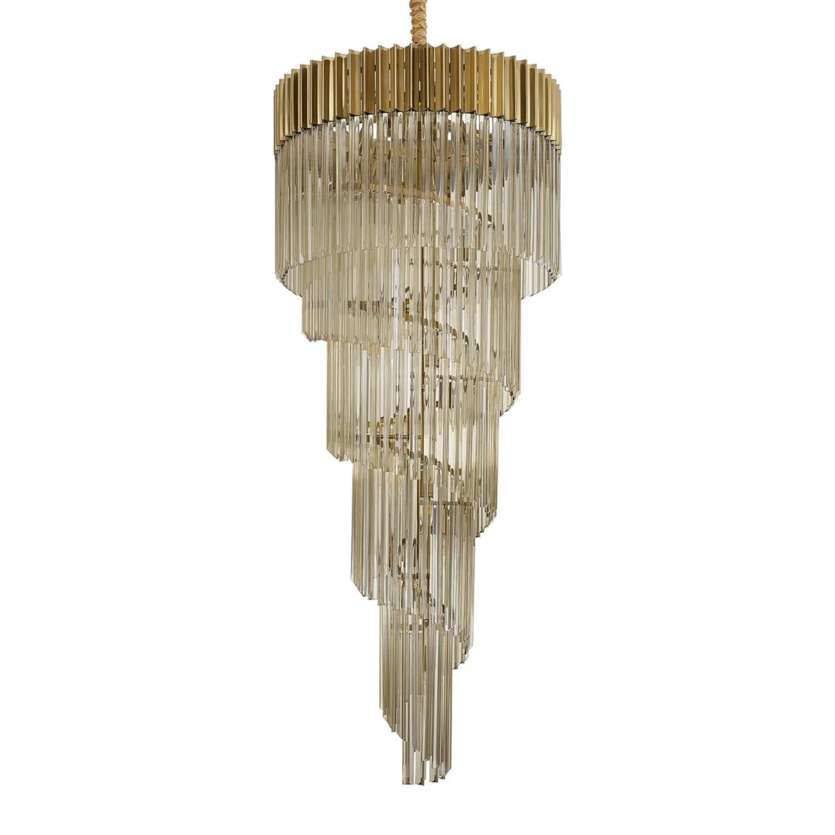Kentisbeare 700mm 5 Tier Chandelier in Brass & Cognac Glass