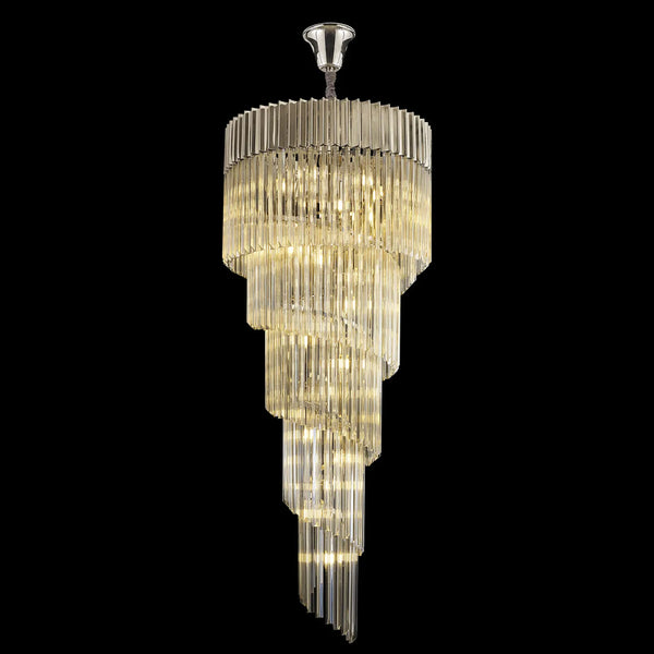 Kentisbeare 700mm 5 Tier Chandelier in Polished Nickel & Cognac Glass