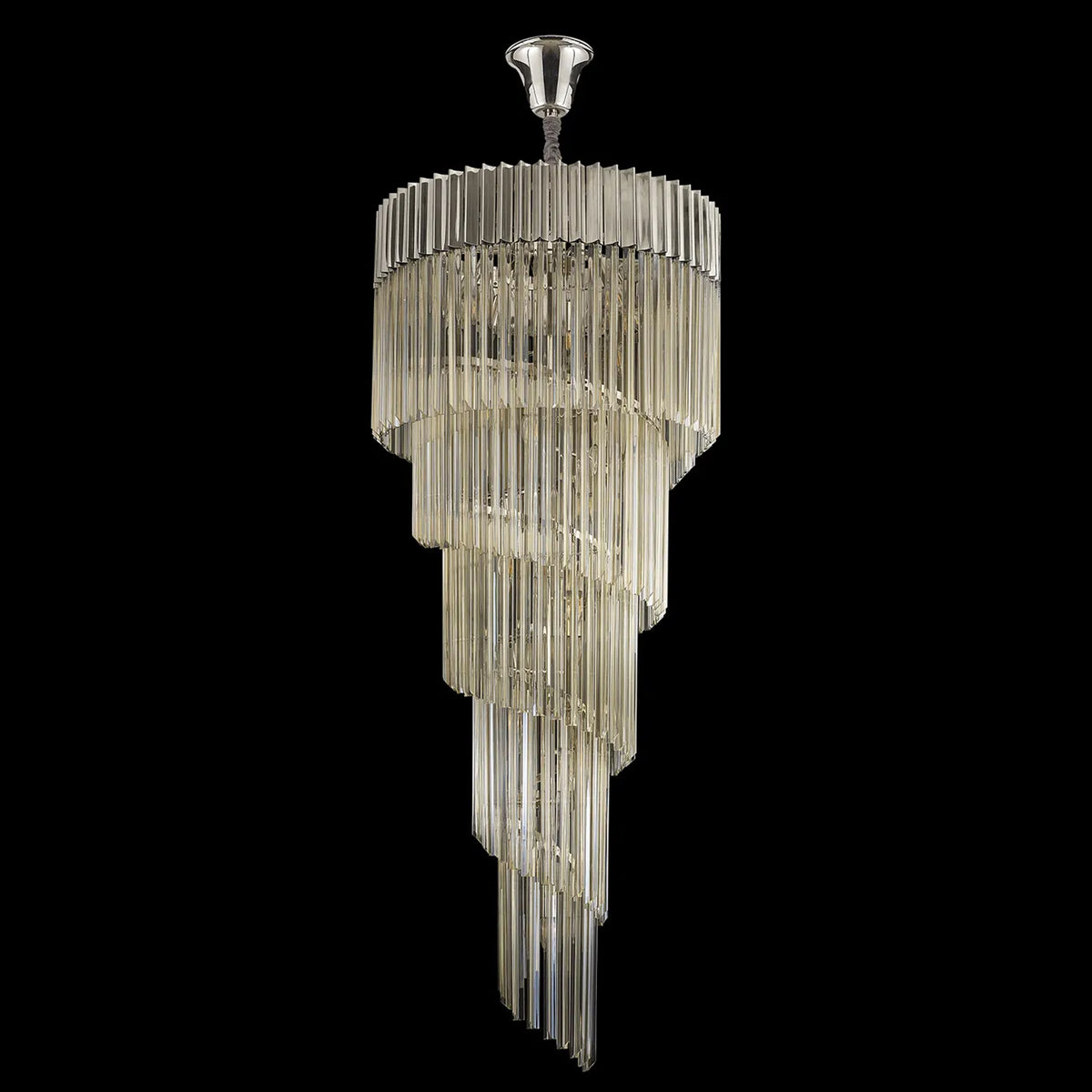 Kentisbeare 700mm 5 Tier Chandelier in Polished Nickel & Cognac Glass