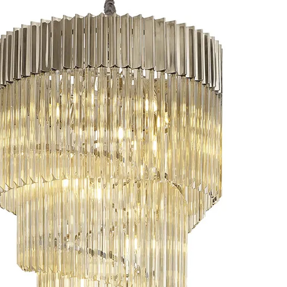 Kentisbeare 700mm 5 Tier Chandelier in Polished Nickel & Cognac Glass